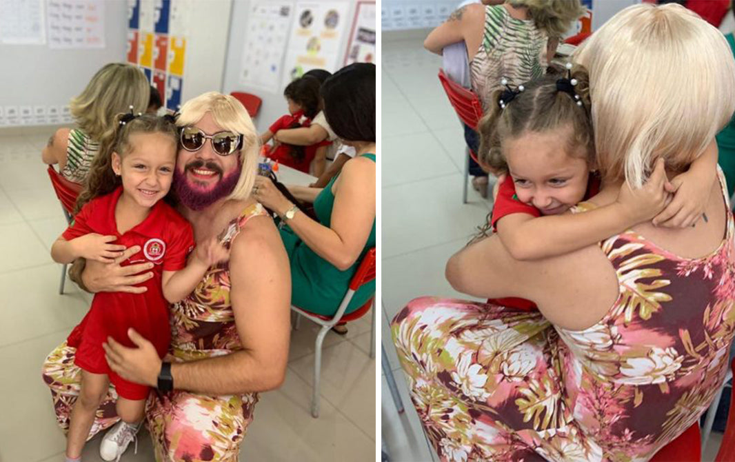 Pai viúvo se veste de mulher para comemorar Dia das Mães com a filha