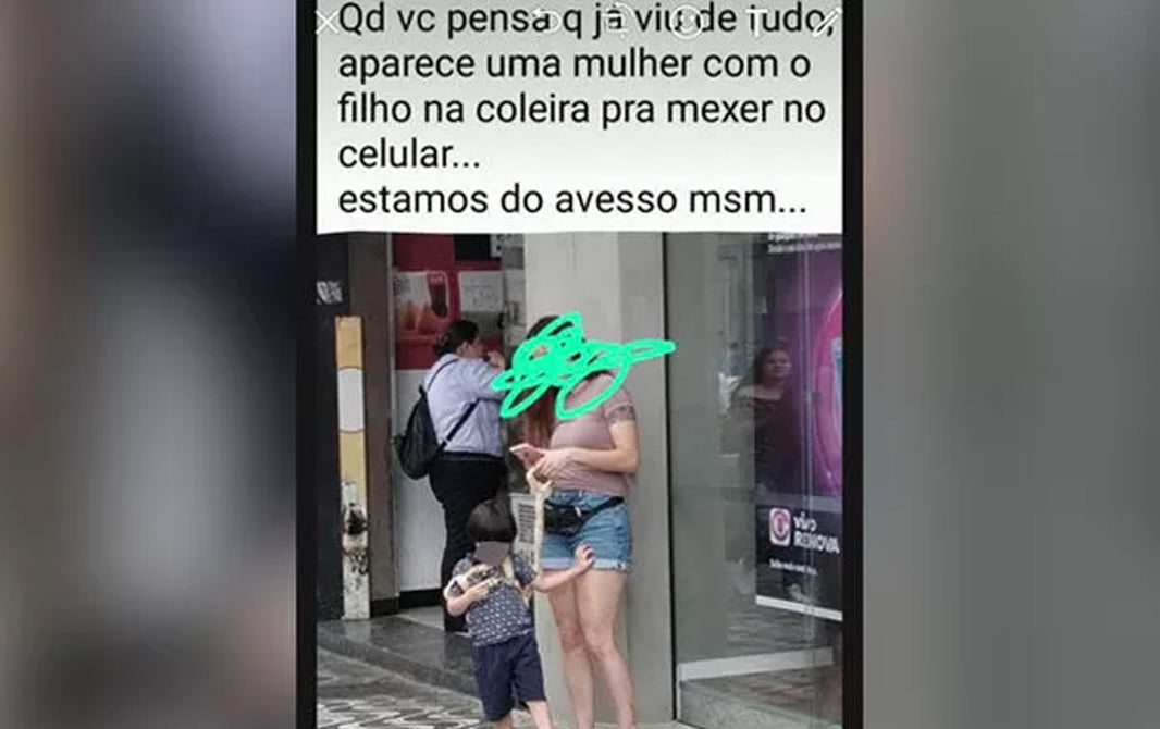 Mãe criticada na internet por levar filho na ‘coleira’ rebate acusação