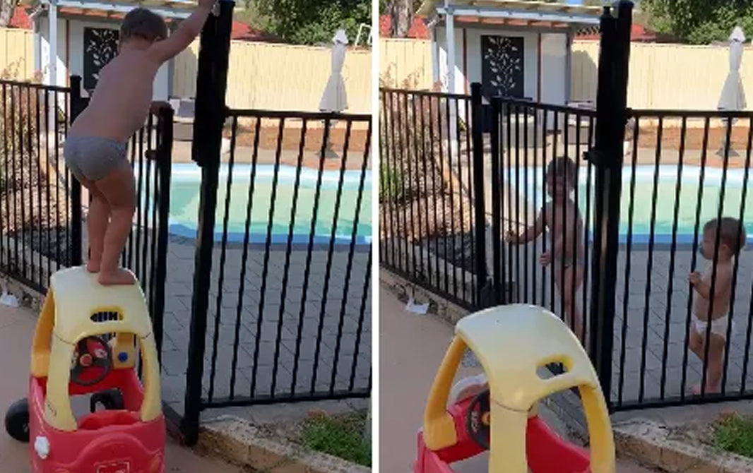 Criança de 3 anos escala cerca de piscina e mãe faz alerta